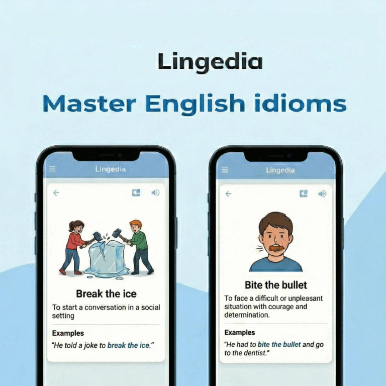 Lingedia Learn English App: AI Idioms interface